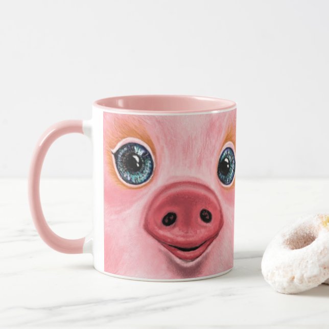 Taza Mug de cerdo feliz (Con donut)