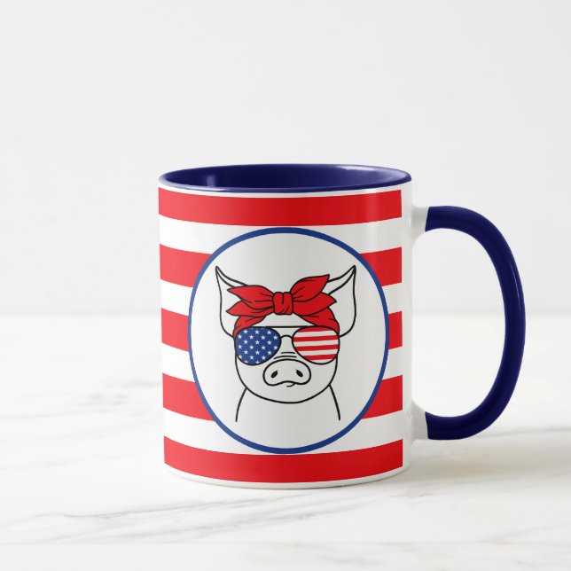 Taza Mug de cerdo patriótico (Derecha)