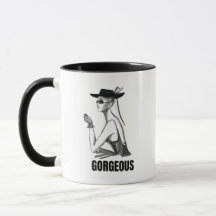 Mug de Chica de Moda Estética | Negro y Blanco Pre