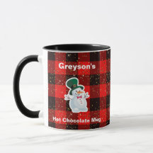 Mug de chocolate caliente de muñeco de nieve perso