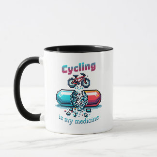 Taza Mug de ciclismo de arte de píxeles