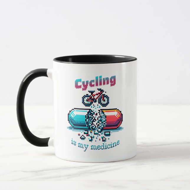 Taza Mug de ciclismo de arte de píxeles (Izquierda)