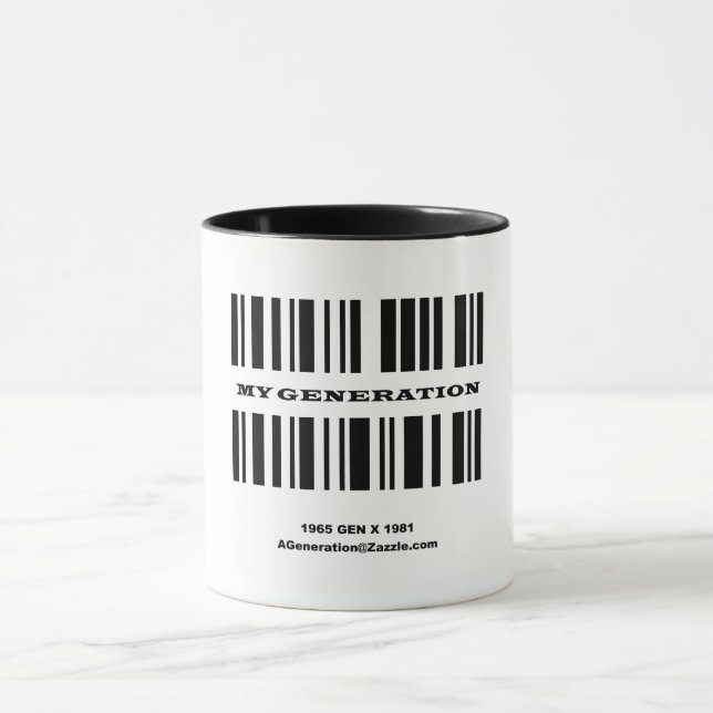Taza Mug. de CÓDIGO DE BARRA DE generación X (Centro)