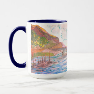 Taza Mug de color de agua del atardecer italiano