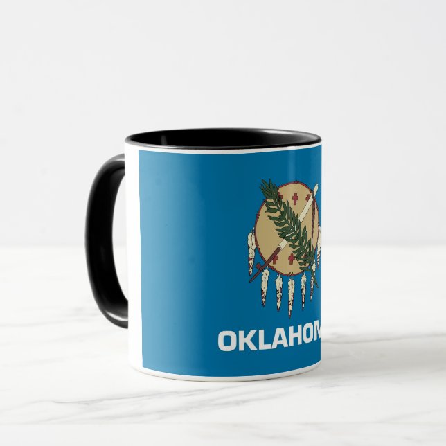 Taza Mug de Combo con bandera del estado de Oklahoma, E (Anverso izquierdo)