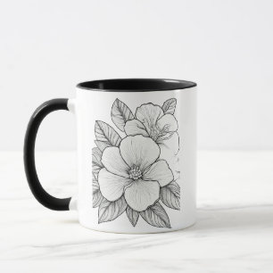Taza Mug de combo de arte de contorno floral - 11 oz