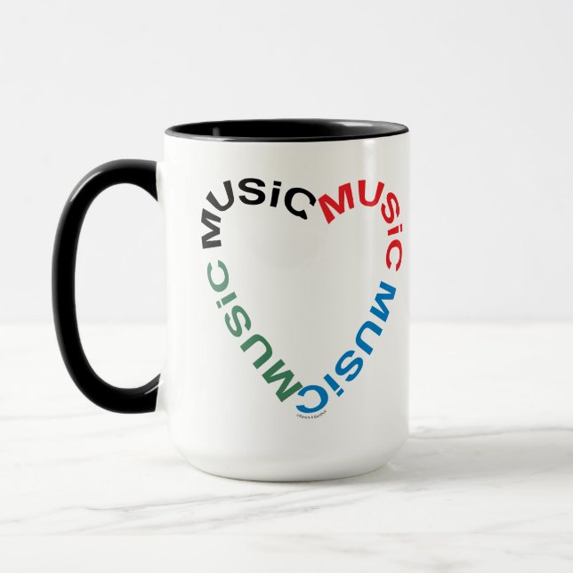 Taza Mug de corazón de texto musical (Izquierda)