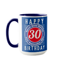 Mug de cumpleaños con edad, nombre y fecha