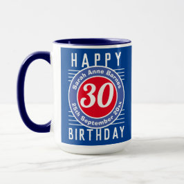 Taza Mug de cumpleaños con edad, nombre y fecha