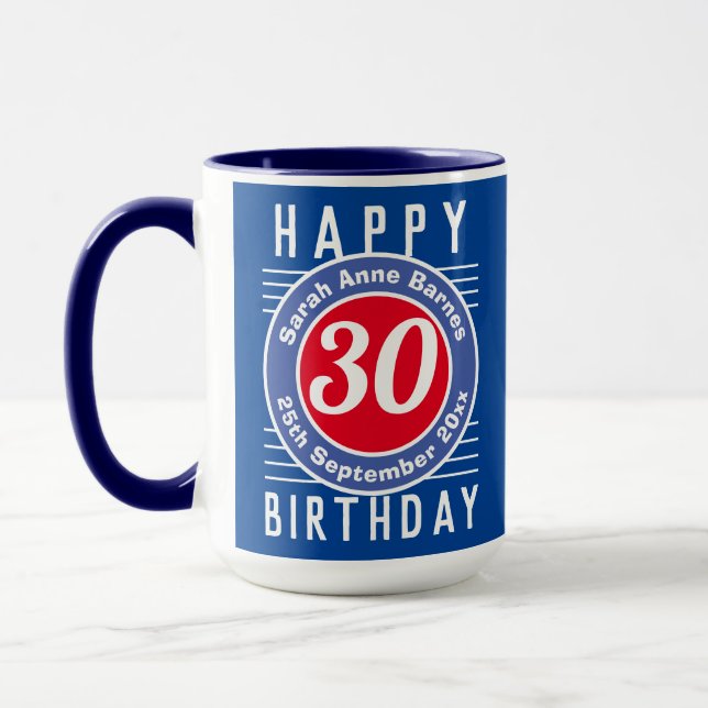 Taza Mug de cumpleaños con edad, nombre y fecha (Izquierda)