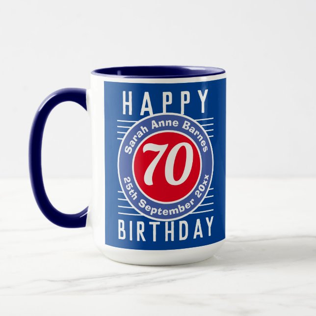 Taza Mug de cumpleaños con edad, nombre y fecha (Izquierda)
