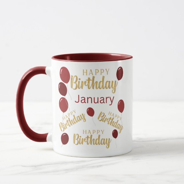 Taza Mug de cumpleaños feliz de enero (Izquierda)