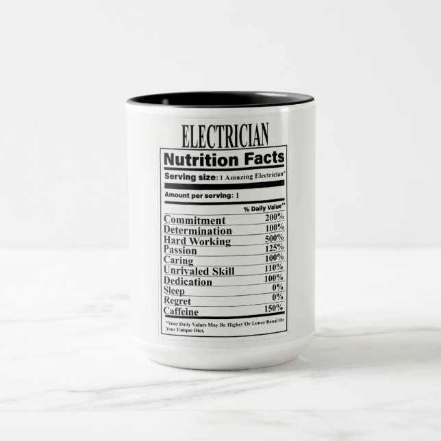 Taza Mug. de datos sobre nutrición electrónica (Centro)