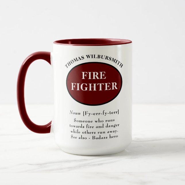 Taza Mug de definición personalizada de bomberos (Izquierda)