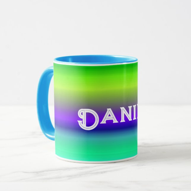 Taza Mug de degradado verde azul personalizado (Anverso izquierdo)