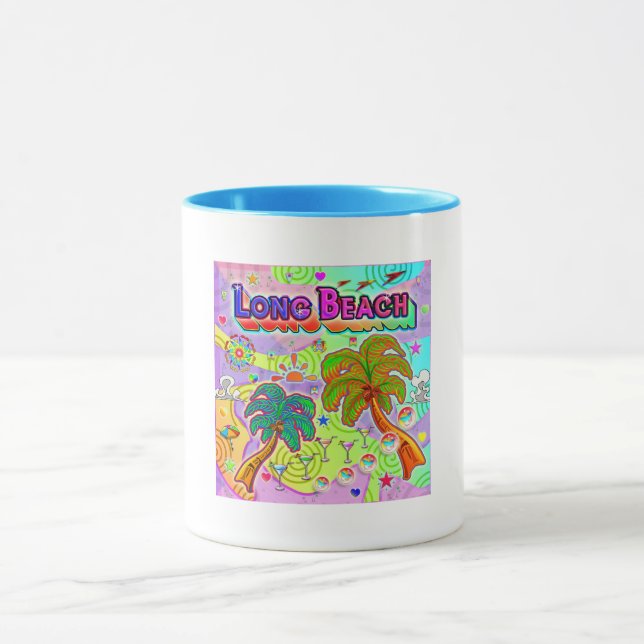 Taza Mug de destino de vacaciones de larga playa (Centro)