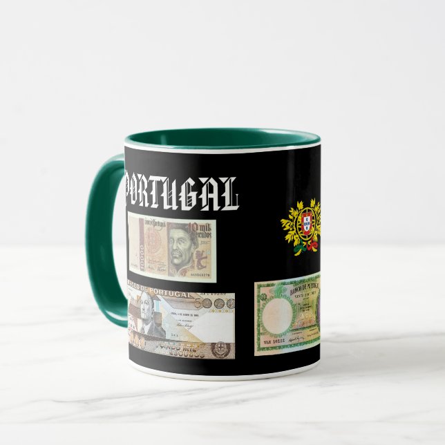 Taza Mug de dinero histórico de Portugal (Anverso izquierdo)