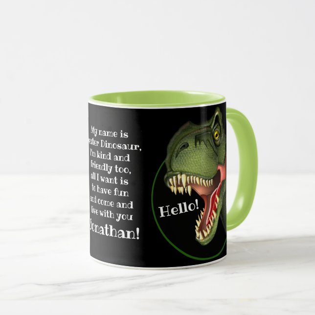 Taza Mug de dinosaurio tiranosaurio personalizado (Anverso derecho)