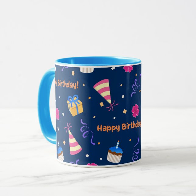 Taza Mug de diseño de celebración de cumpleaños feliz (Anverso izquierdo)