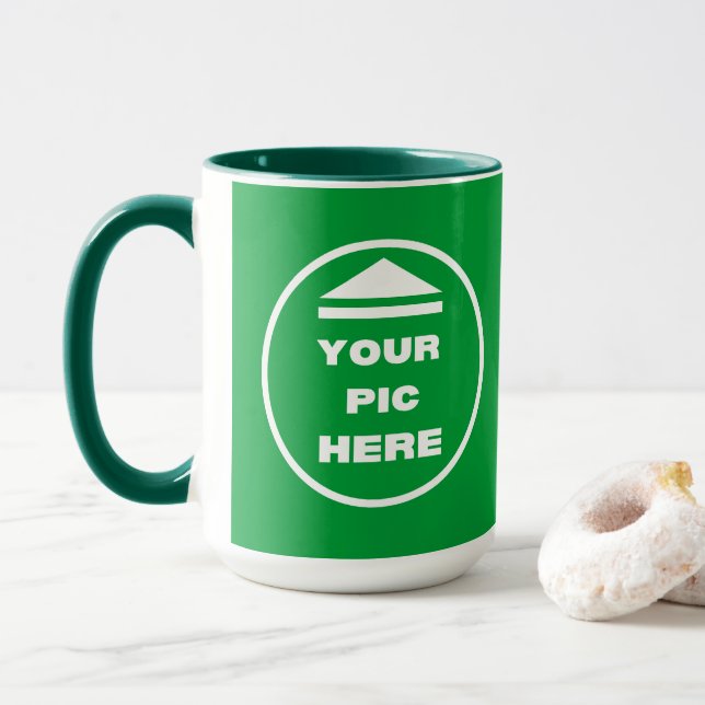 Taza Mug de dos tonos - Añadir verde de cazador blanco  (Con donut)