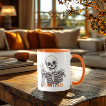 Mug de esqueleto en ayunas - Humor oscuro vibracio