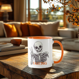 Taza Mug de esqueleto en ayunas - Humor oscuro vibracio
