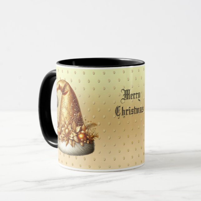 Taza Mug de feriado de Navidades Gold Santa Hat (Anverso izquierdo)