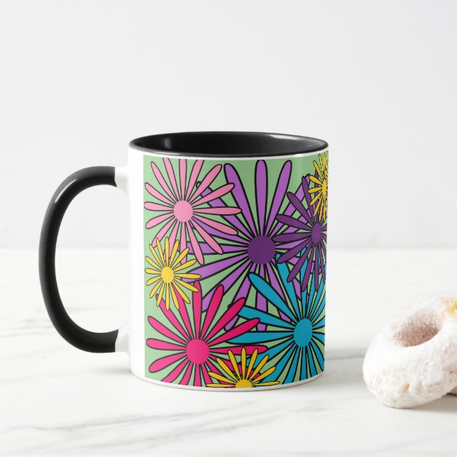 Taza Mug de flores (Con donut)
