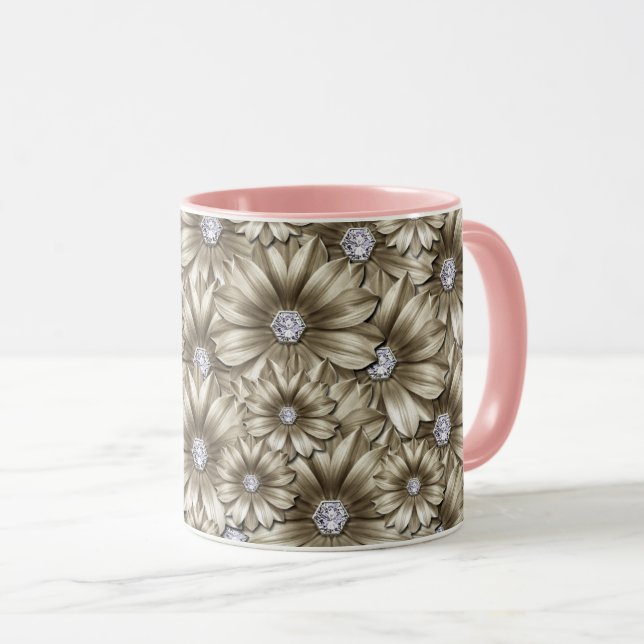 Taza Mug de flores de diamantes (Anverso derecho)