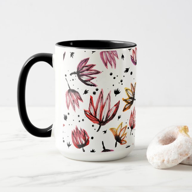 Taza Mug. de flores de Lotus bailando (Con donut)