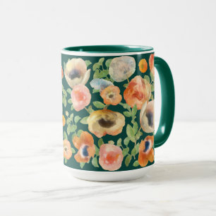 Taza Mug de flores de primavera naranja