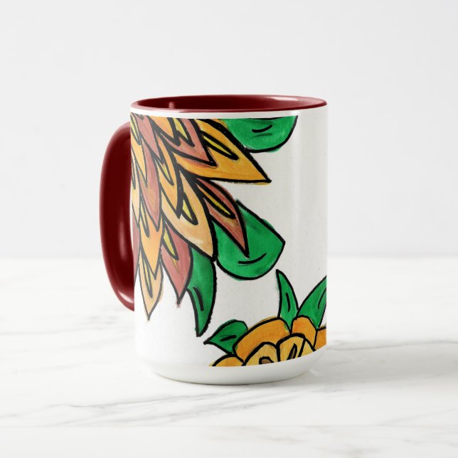 Taza Mug de flores marrones (Anverso izquierdo)