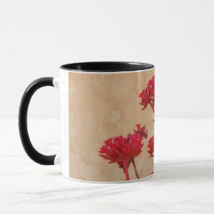 Taza Mug de flores rojas rusticas