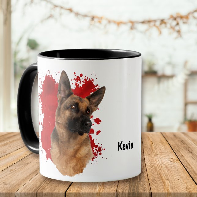 Taza Mug de fondo del retrato rojo del perro pastor ale (Subido por el creador)