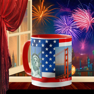 Taza Mug de fotos de bandera de EE.UU. Patriot personal