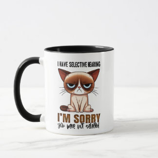 Taza Mug De Gato Auditivo Selectivo - Cita Sarcástica G