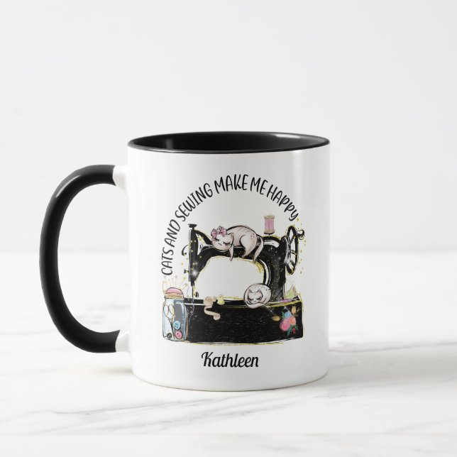 Taza Mug De Gato - Gatos Y Masticar Me Hace Feliz (Izquierda)