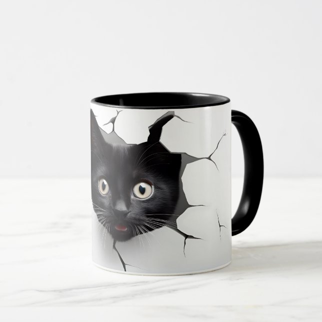 Taza Mug de gato negro 3D 10 (Anverso derecho)