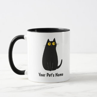 Taza Mug de gato negro personalizado - Añadir nombre, G