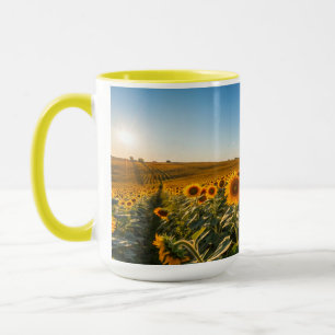 Taza Mug De Girasol Brillante - Alegre Artículo De Rega