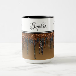 Taza Mug de goteo de Purpurina negro de cobre