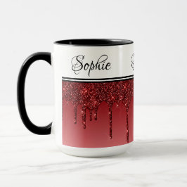 Taza Mug de goteo de Purpurina rojo