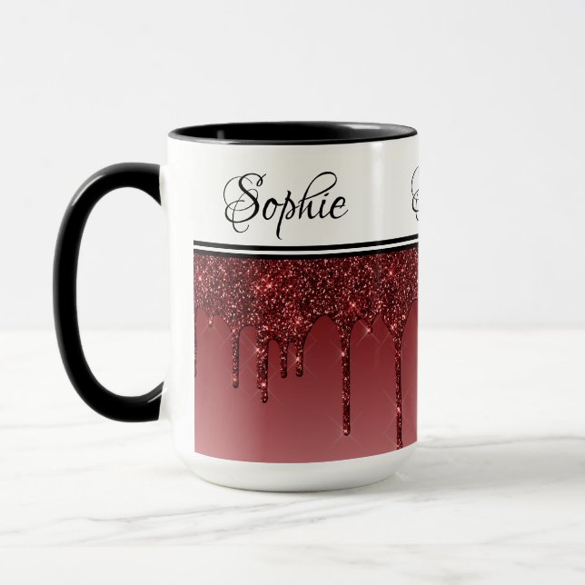 Taza Mug de goteo de Purpurina rojo (Izquierda)