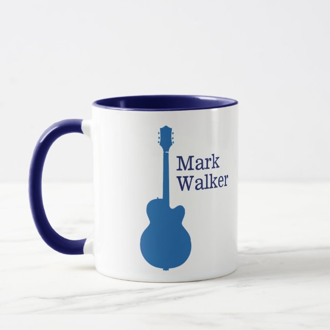 Taza Mug de guitarra azul personalizado para el guitarr (Izquierda)