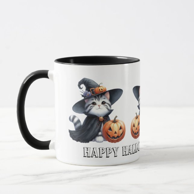 Taza Mug de Halloween de Gato de Bruja de Calabaza (Izquierda)
