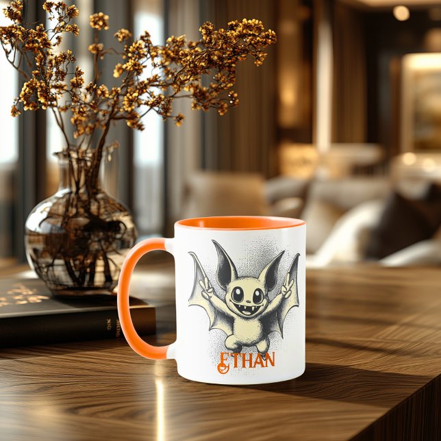 Taza Mug de Halloween de Retro Bat - Vibes divertidas y (Subido por el creador)