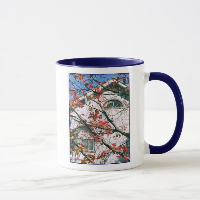 Taza Mug de 'hojas de otoño con cielo azul' (Derecha)