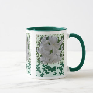 Taza Mug de Hyacinths y mariposas blancas