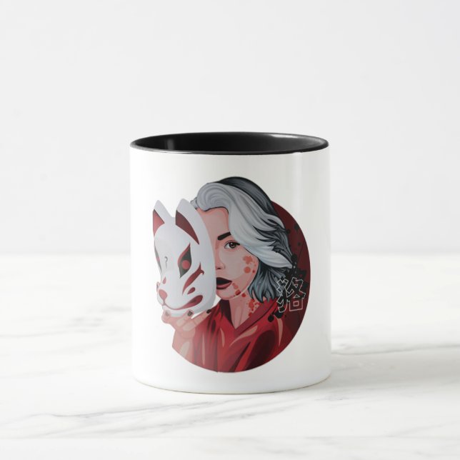 Taza Mug de Ilustracion Mujina rojo y negro (Centro)