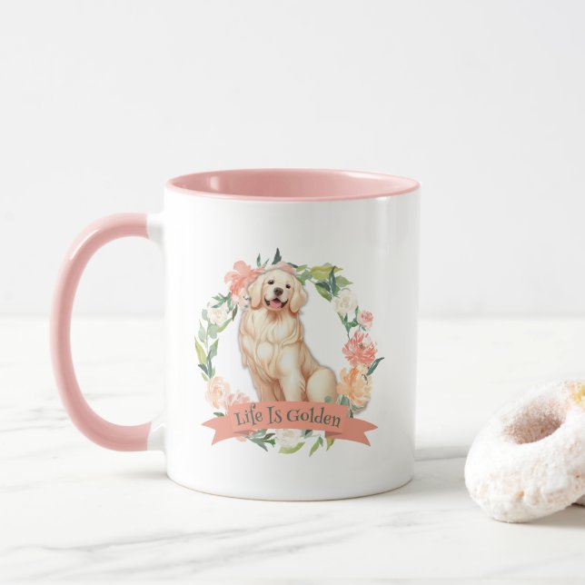 Taza Mug de impresión de doble cara de Cuto Golden Retr (Con donut)